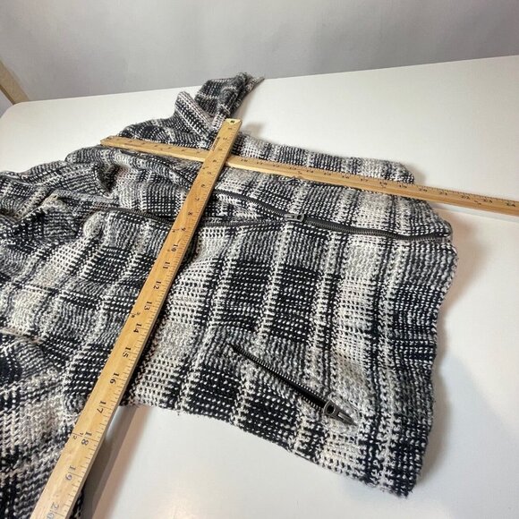 Lucky Brand Womens Harper Tweed Full Zip Moto Jacket Black M Asymmetrical Pocket - Picture 6 of 6